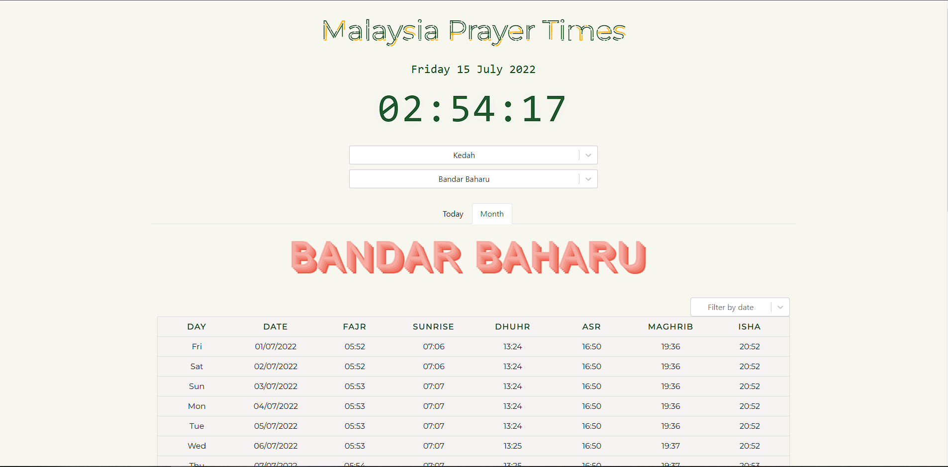 Malaysia Prayer Times